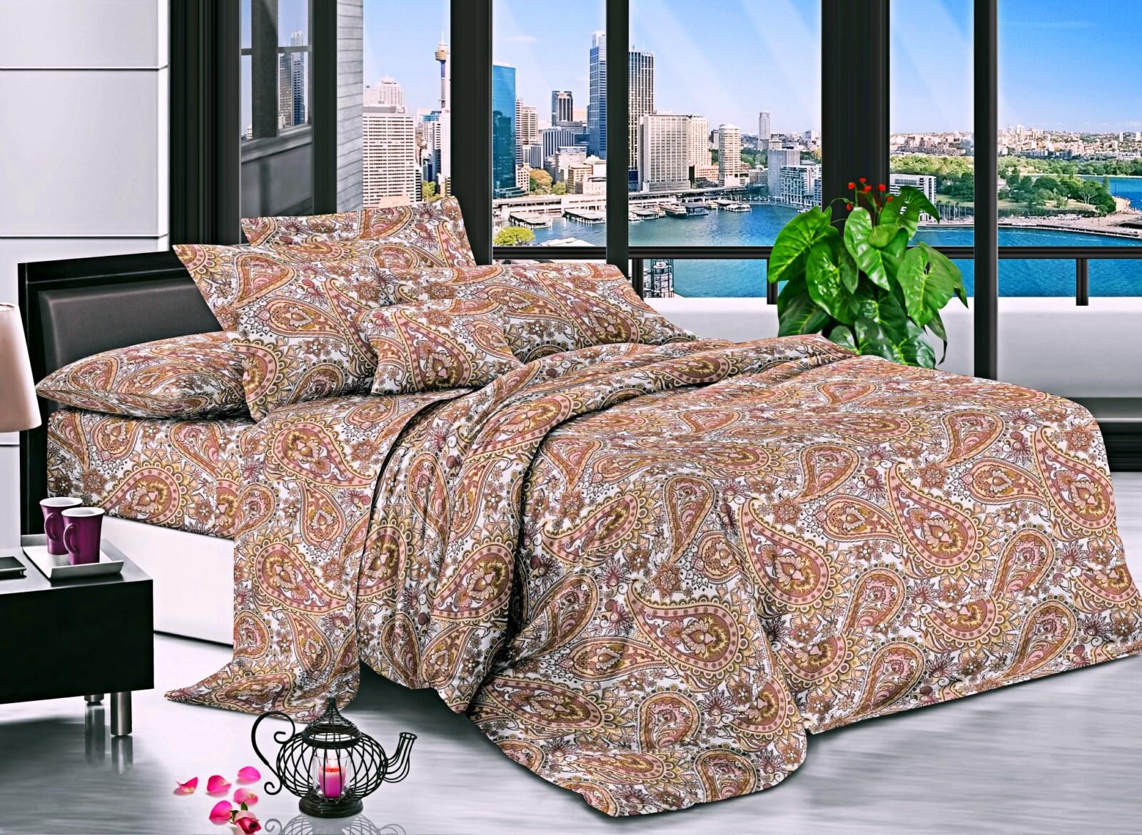 Комплект постельного белья Zastelli 15839-5 Пейсли жатка семейный 2х145х210 см Разноцветный (12569)