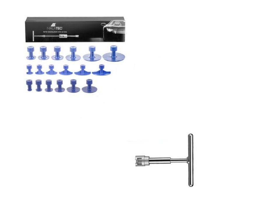 Комплект для удаления вмятин на кузове Malatec с инерционным молотком и набором переходников 18 шт. (32406705)