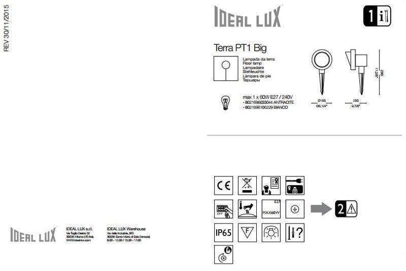 Вуличний світильник Ideal Lux TERRA PT1 BIG ANTRACITE (033044) - фото 4