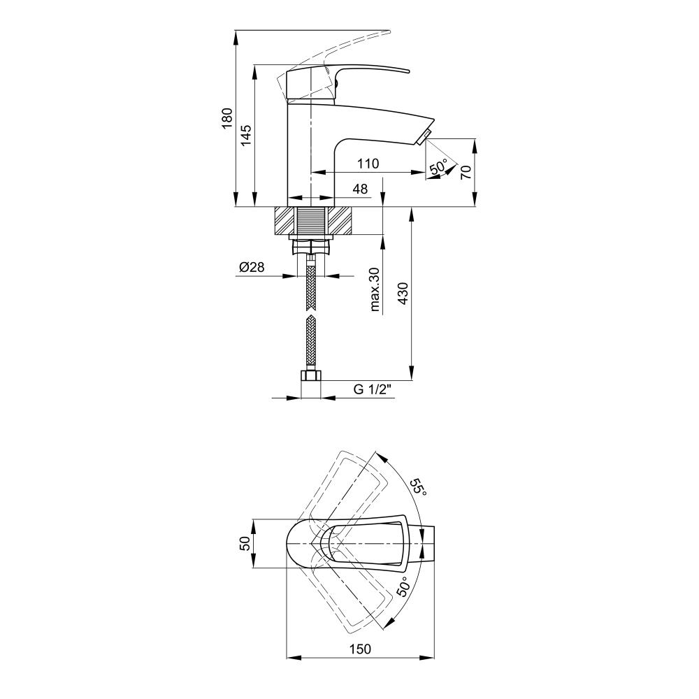 Змішувач для раковини Lidz CRM 44 80 001F (SD00041594) - фото 2