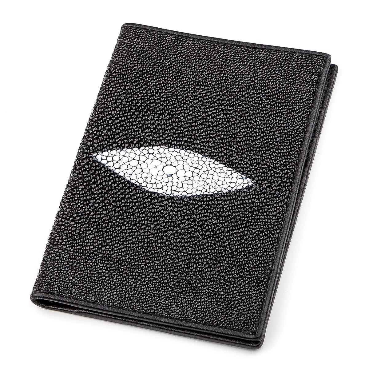 Обложка на паспорт Stingray Leather 18270 из натуральной кожи морского ската Черный