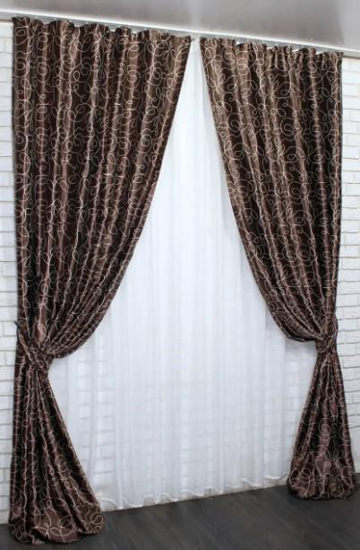 Шторы двухсторонний блекаут 1,5х2,7 м 2 шт. Коричневый (646ш)
