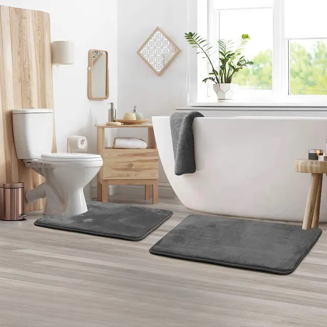 Набор ковриков в ванную и туалет Smooth Premium Memory Foam 2в1 80х50/60х50 см Графитовый (NK2in1Smooth0003) - фото 7 Набор ковриков в ванную и туалет Smooth Premium Memory Foam 2в1 80х50/60х50 см Графитовый (NK2in1Smooth0003) - фото 7