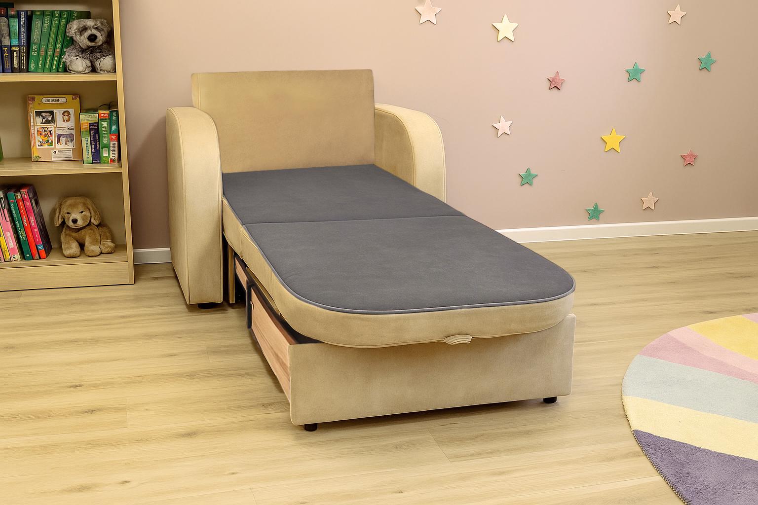 Кресло-диван мягкое раскладное Tobi Sho Дрим велюр Mars 1140х850х830 мм 02/Бежевый - фото 3