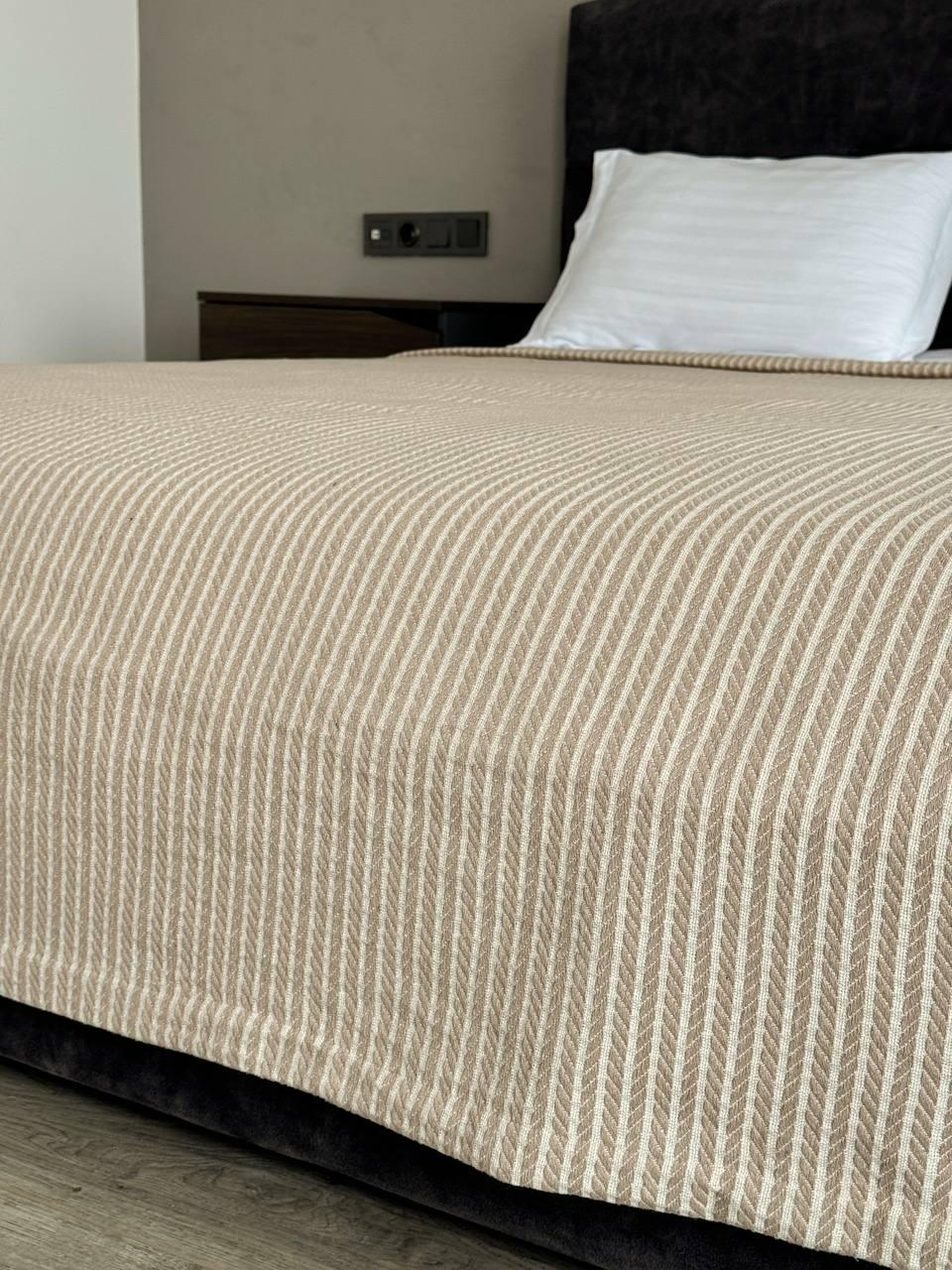 Плед хлопковый Косичка комбинированная 140x230 см Бежевый (11812-F4-140х230cm) - фото 6