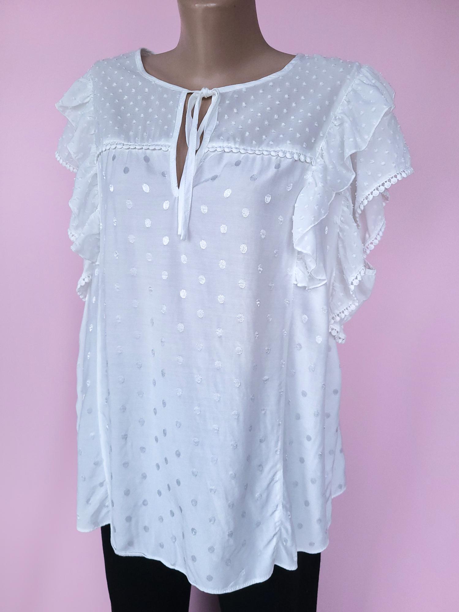 Блузка женская F&F 12235 в горошек 4XL Белый (54) - фото 3 Блузка женская F&F 12235 в горошек 4XL Белый (54) - фото 3