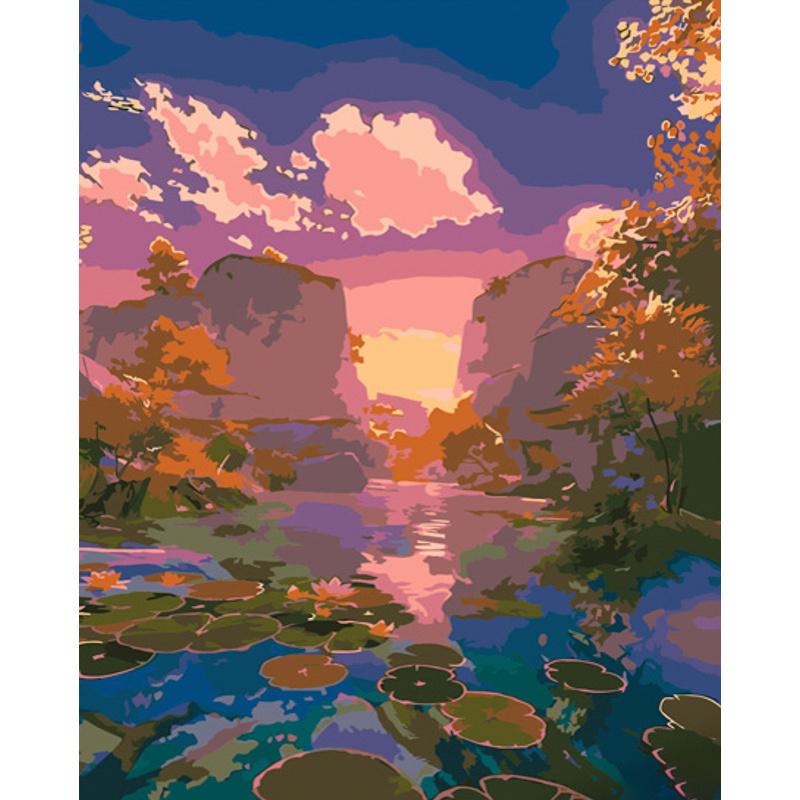 Картина по номерам Strateg Премиум Озеро среди гор 40x50 см (GS710)