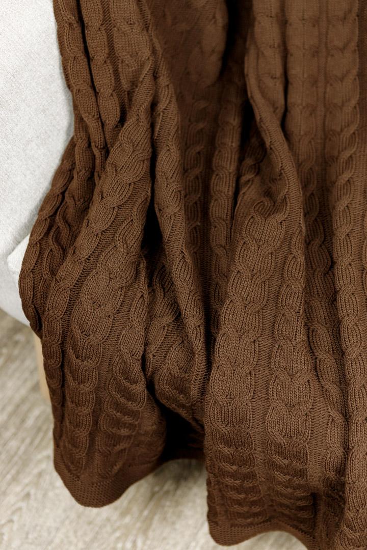 Плед Глория косы 190х220 см Шоколадный (017611)