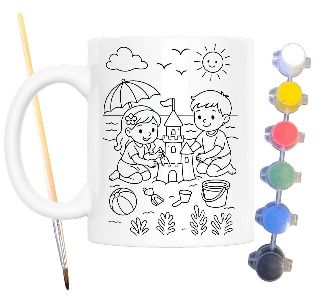 Набор для творчества кружка раскраска Песочный замок 330 мл Белый (КР0161)