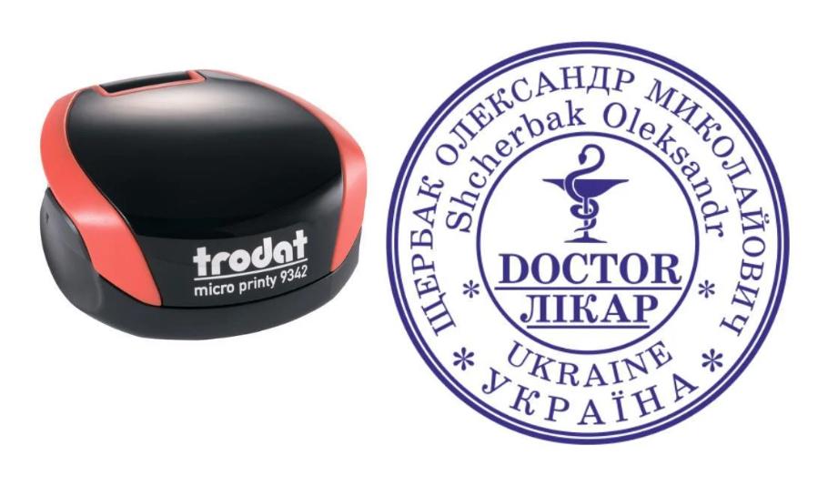 Печать Врача на карманном оснащении Trodat Micro Printy 9342 d 30 мм Красный (Л24/9342/R)