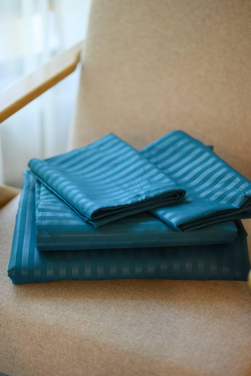 Комплект постільної білизни Signorina Siena зі страйп-сатину сімейний 50х70 см/70х70 см Смарагдовий (0012S) - фото 4