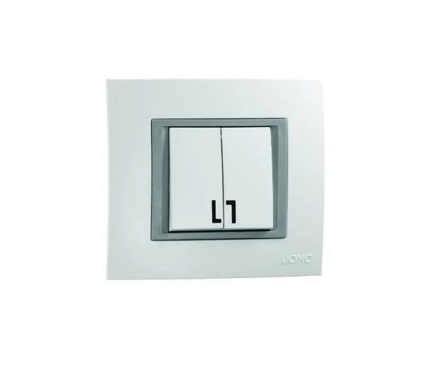 Выключатель двойной с подсветкой Mono Electric MONTE Белый (14431)