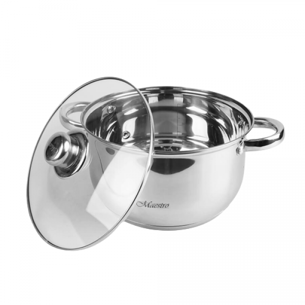 Набор посуды Maestro из нержавеющей стали со стеклянными крышками 3 л/4 л/5 л 6 пр. (3e7605c1) - фото 3 Набор посуды Maestro из нержавеющей стали со стеклянными крышками 3 л/4 л/5 л 6 пр. (3e7605c1) - фото 3