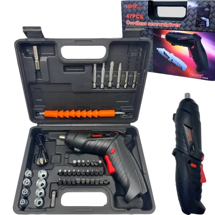 Акумуляторна міні викрутка-шуруповерт із набором інструментів 47 предметів (LY-83) - фото 2 Акумуляторна міні викрутка-шуруповерт із набором інструментів 47 предметів (LY-83) - фото 2