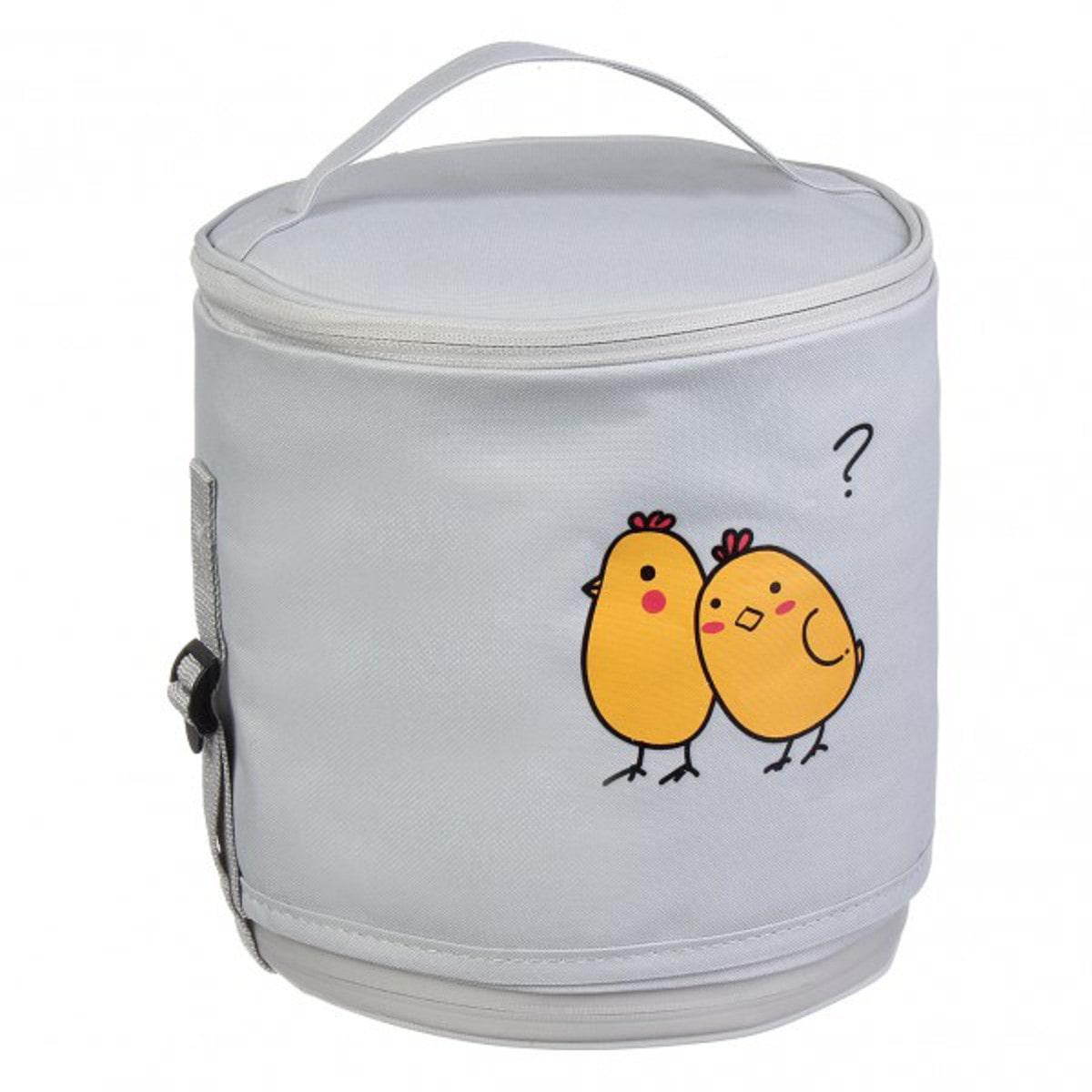 Ланч-бокс Цыплята круглый с регулировкой высоты Серый - фото 2 Ланч-бокс Цыплята круглый с регулировкой высоты Серый - фото 2