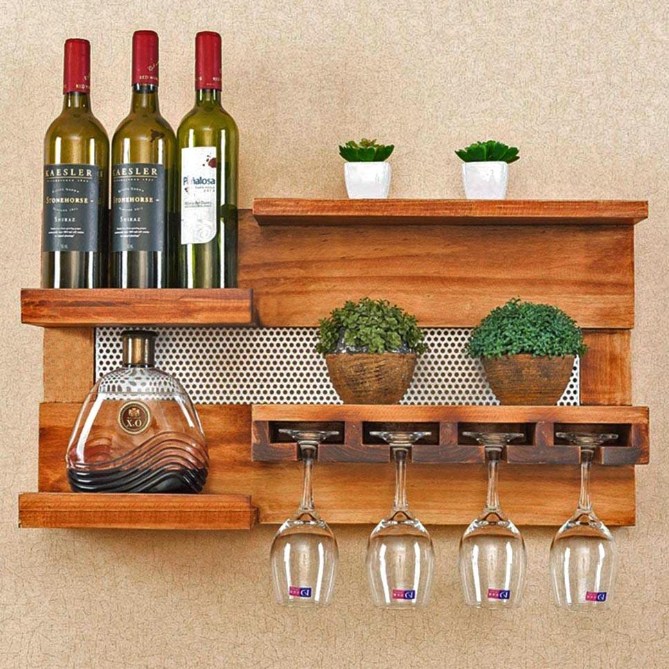 Полка для вина настенная из дерева Тояма Охра (ПНК-001204)