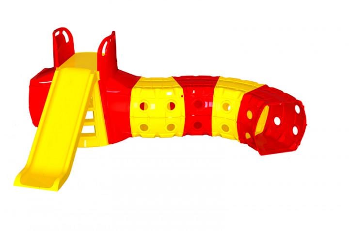Детская горка Doloni с туннелем 270х98х50 см Красный/Желтый (01470/2)