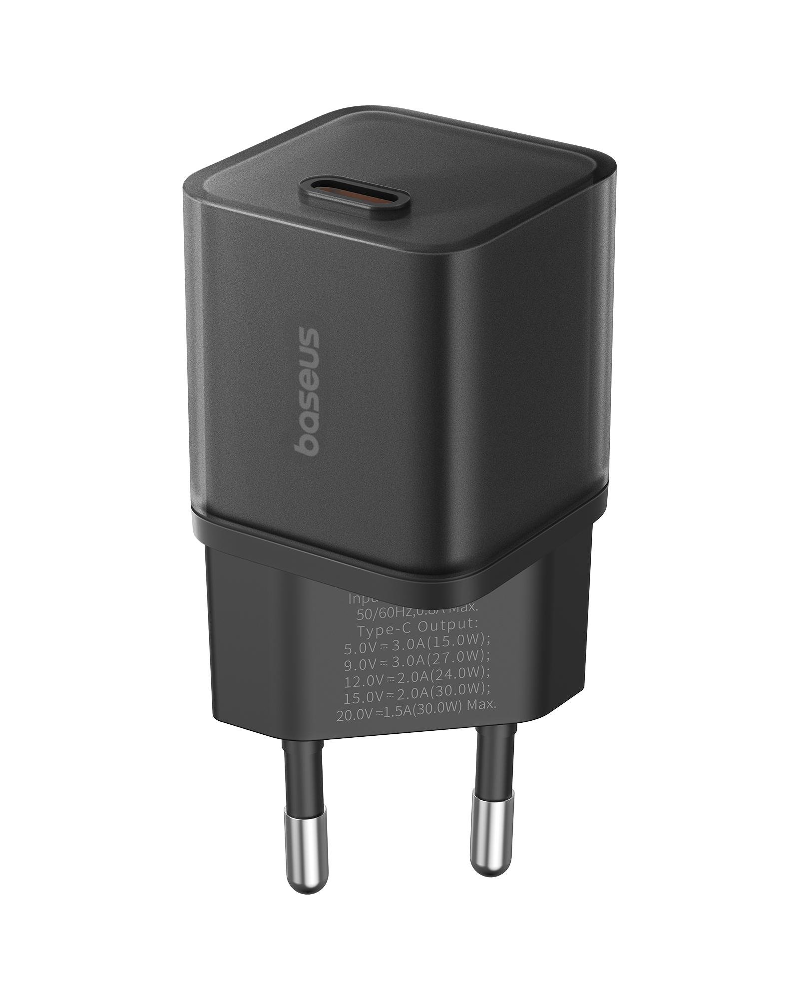 Зарядний пристрій мережевий OS-BASEUS GaN5S Fast Charger 1C 30W EU Cluster Black (P10162504113-00)