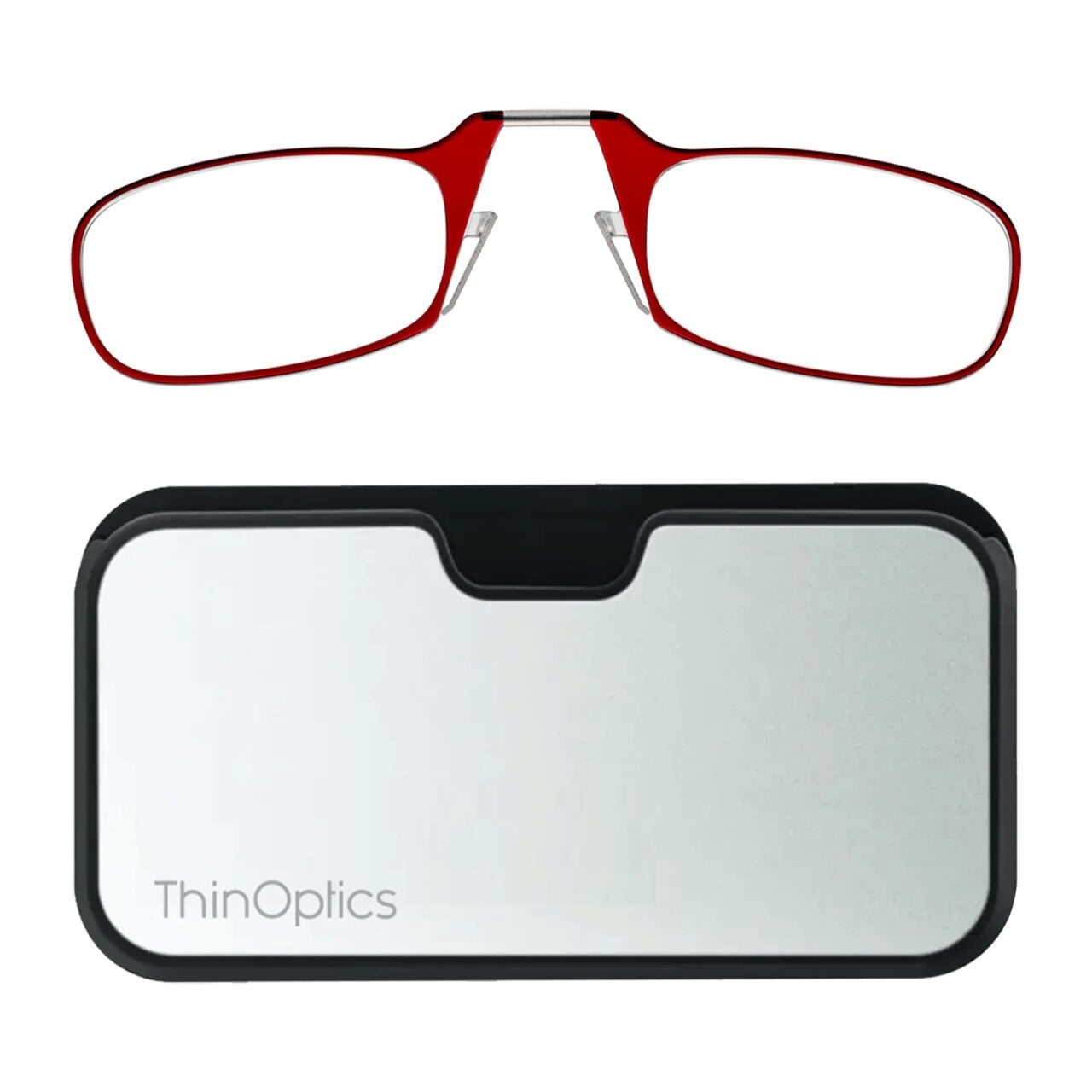 Очки для чтения Thinoptics с классическим серебряным чехлом/диоптрий '+2,00 Красный (2.0REDMUP)