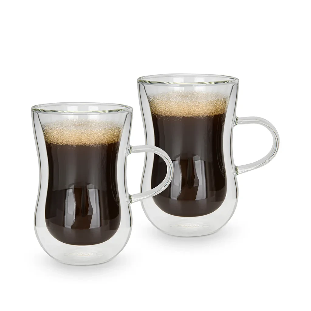 Набор кружек для напитков Fissman 2 шт. 150 мл с двойными стенками из стекла (16496)