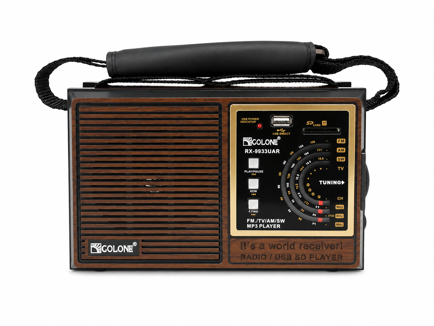 Радиоприемник Golon RX-9933 FM/AM/SW/TV MP3 с USB и SD 6 Вт ретродизайн Коричневый (ML-06826)