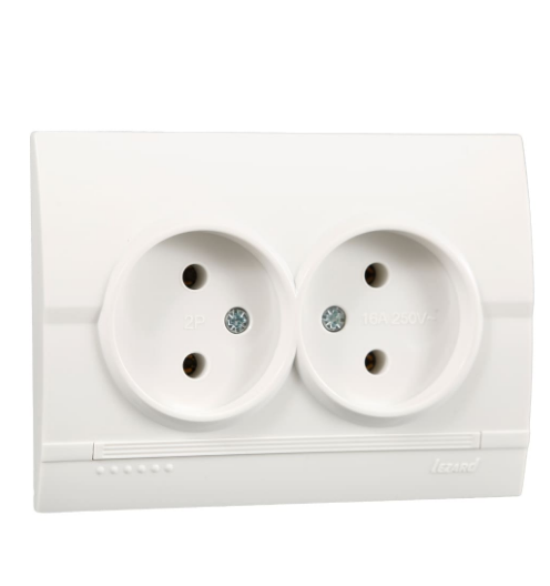 Розетка двойная Lezard Deriy без заземления Белый (26301513)