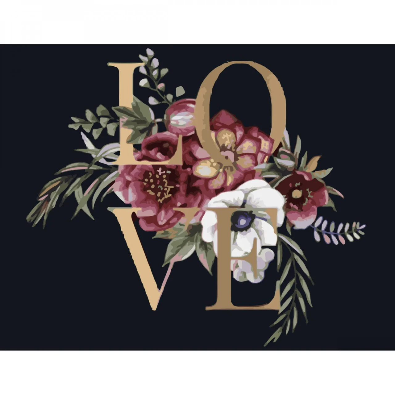 Картина за номерами Strateg LOVE із золотою фарбою лаком і рівнем 40х50 см (SY6782)