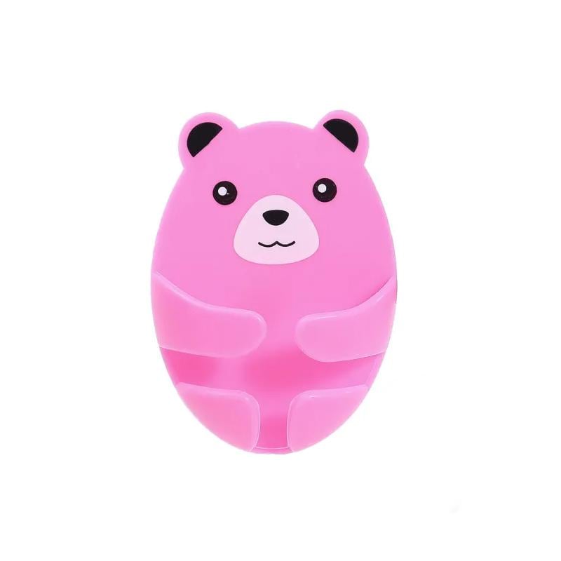 Держатель электрической вилки самоклеящийся настенный Мишка Розовый (2499499403)