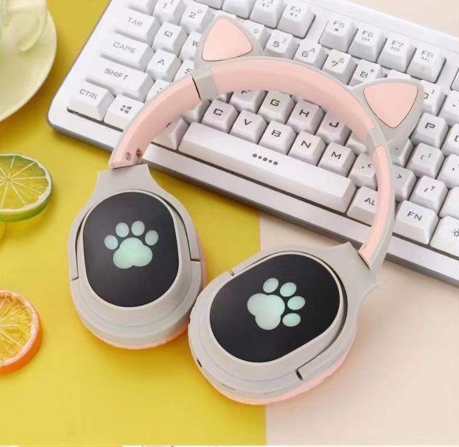 Бездротові Bluetooth навушники Kids VZV-380M Cat з вушками Grey