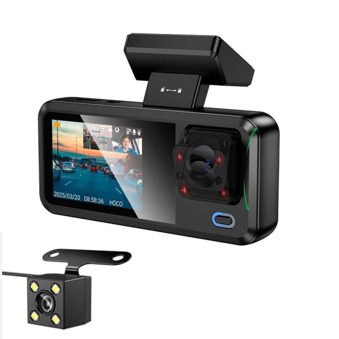 Видеорегистратор для автомобиля Hoco DV15 720P HD с тремя камерами Черный (29510798) Видеорегистратор для автомобиля Hoco DV15 720P HD с тремя камерами Черный (29510798)