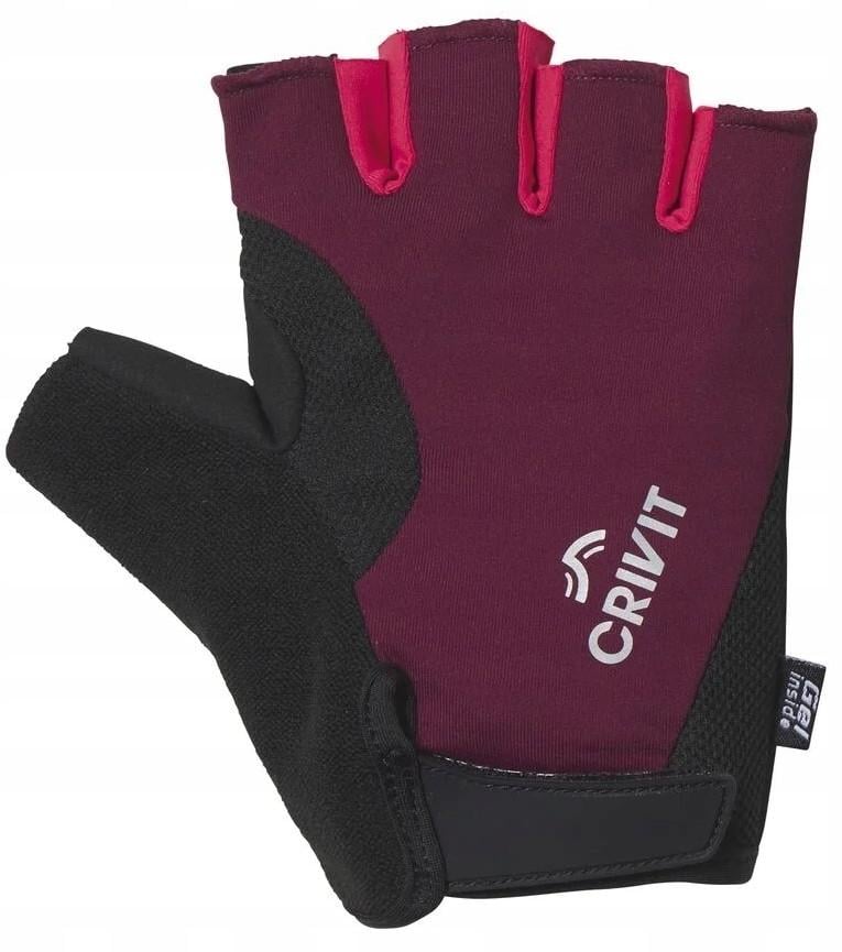 Велорукавички для спорту Crivit з гелевими вставками Чорний з бордовим