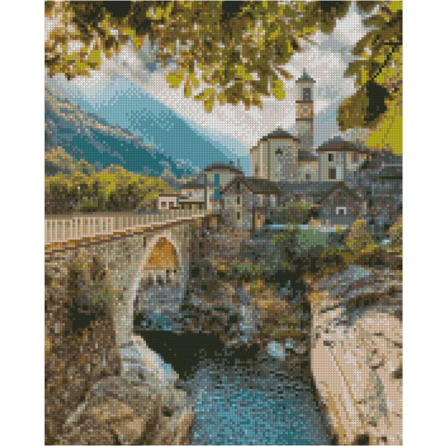 Алмазная мозаика Strateg Премиум Красота на фоне гор 40x50 см (FA40897)