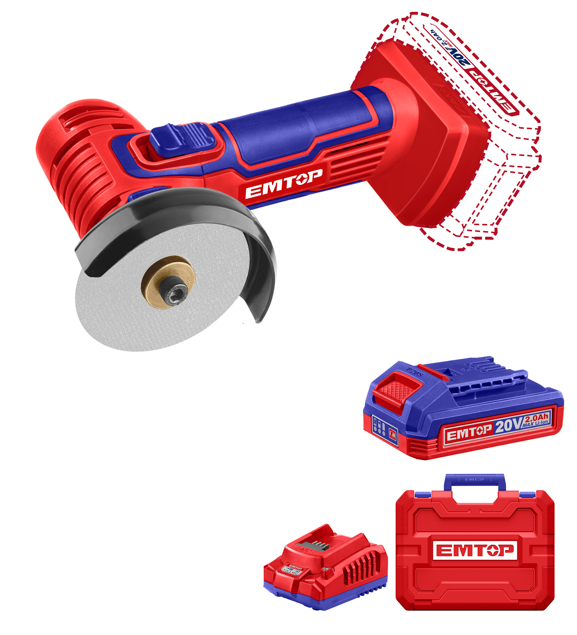 Болгарка акумуляторна EMTOP ELAG76017