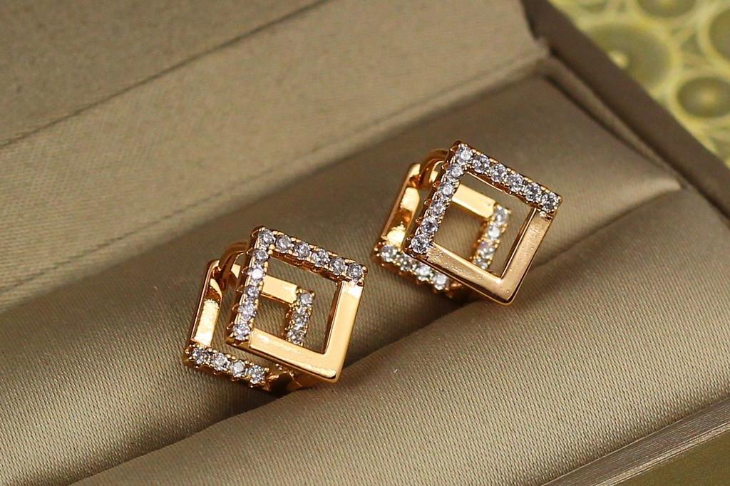 Серьги Xuping Jewerly двойной ромб 1,2 см Золотистый (2505264433)