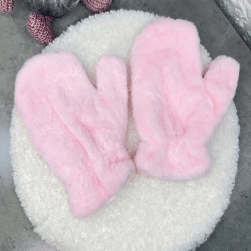 Перчатки женские зимние теплые меховые One size Розовый (30111734)