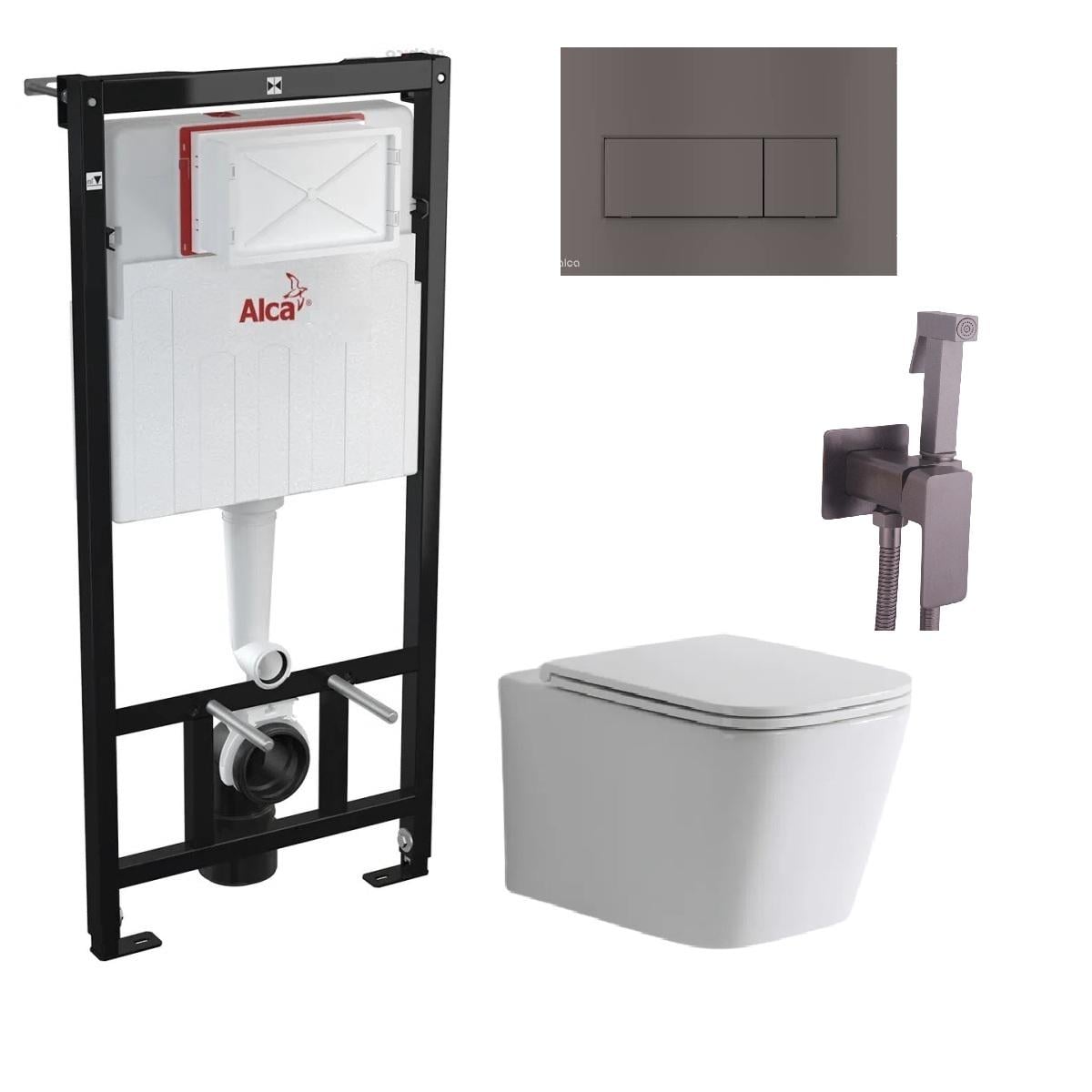 Комплект інсталяції Alca 4в1 для підвісного унітазу Графітовий (GG141)
