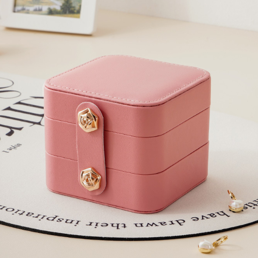 Шкатулка для украшений компактная 9,5х9,5х8 см Розовый (ШДД-33-2)