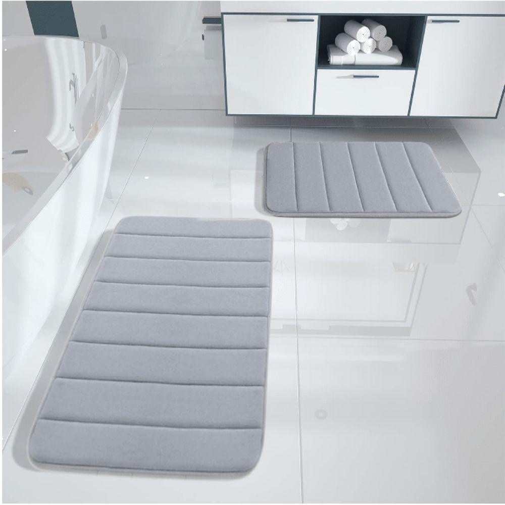 Набор ковриков для ванной комнаты с эффектом памяти 2 шт. Серый (6690488)
