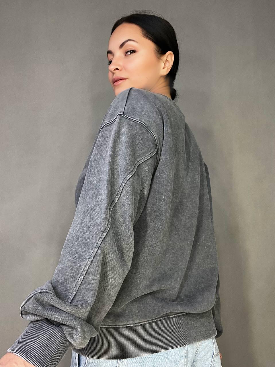 Світшот жіночий A-N 25027 вільний крій варений тай-дай середня довжина OS Сірий (3377) - фото 4 Світшот жіночий A-N 25027 вільний крій варений тай-дай середня довжина OS Сірий (3377) - фото 4