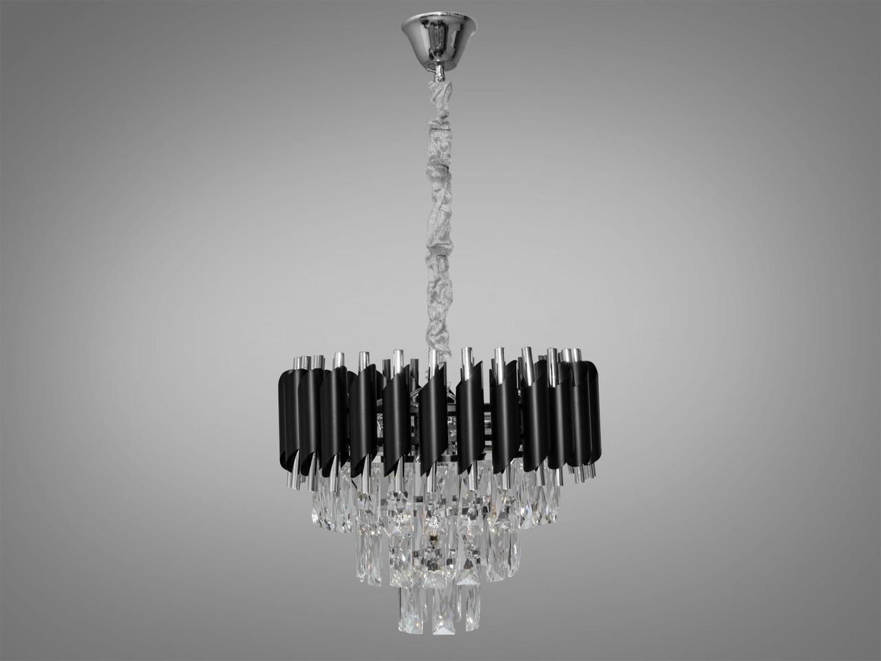 Люстра кришталева підвісна 9001-400BK+CH на 5 ламп Чорний/Хром (31424479)