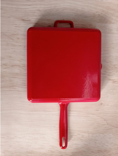 Сковорода гриль чугунная OMS для индукции 30x30 см Красный (3265-30red) - фото 2