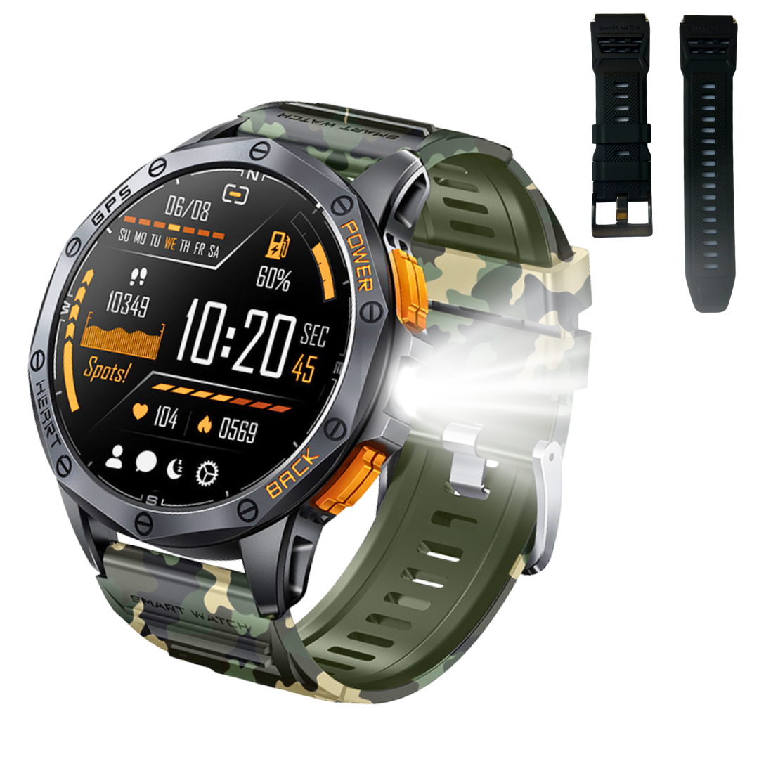 Смарт-годинник чоловічий військовий Modfit GPS сталевий корпус з компасом/функцією дзвінка та ремінцями 2 шт. Army Green (1077-GPSMax) - фото 17 Смарт-годинник чоловічий військовий Modfit GPS сталевий корпус з компасом/функцією дзвінка та ремінцями 2 шт. Army Green (1077-GPSMax) - фото 17