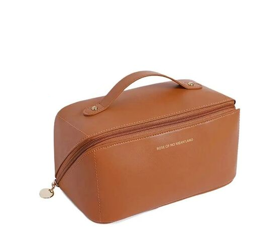 Косметичка-органайзер з діагональною застібкою з ефектом повного розкриття Коричневий (Т000369)