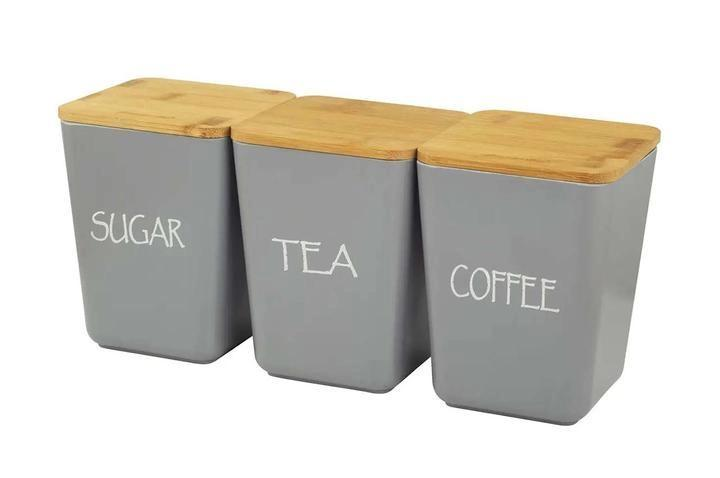 Набір ємностей для зберігання Kamille КМ-1134 із бамбукового волокна з кришками 11х11х10,6 см Сірий (150-84-1134)