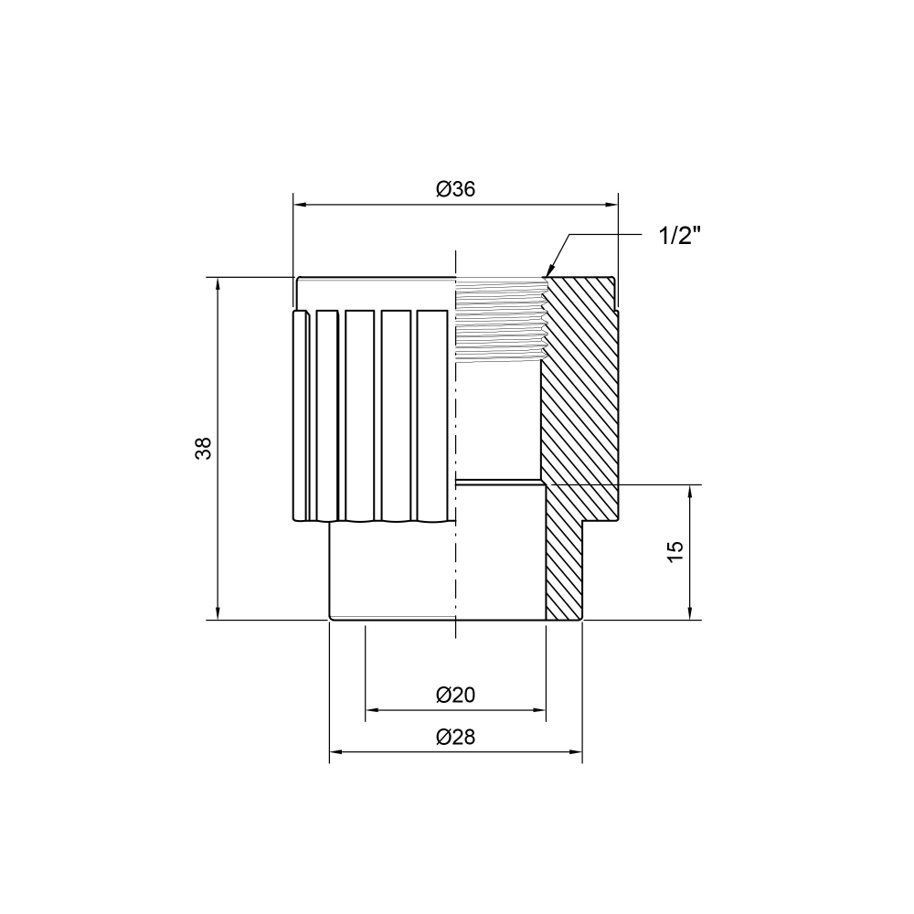 Муфта для полипропиленовых труб Thermo Allince внутренняя 20х1/2" (075161#) - фото 2