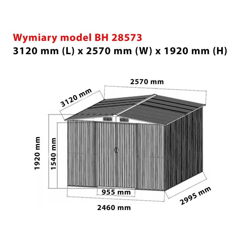 Сарай металевий садовий Bass Polska BH 28573 312х257х192 см Зелений - фото 4