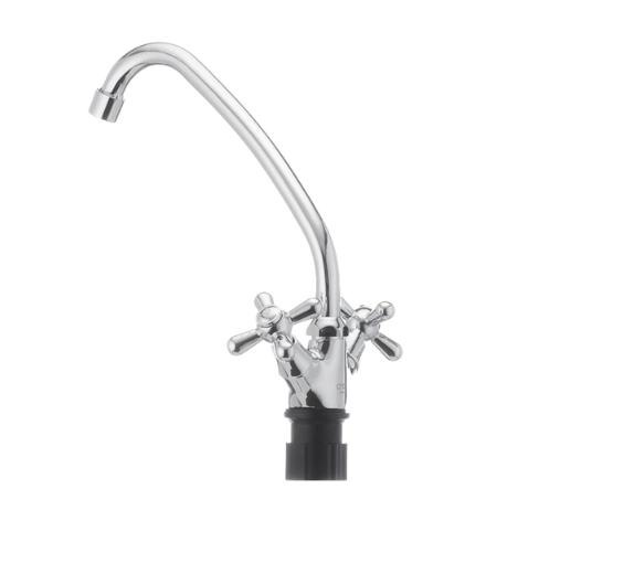 Смеситель для кухни Cron TEOREMA-271 высокий с двумя вентилями цинковый сплав Хром (b-CR0833) - фото 4