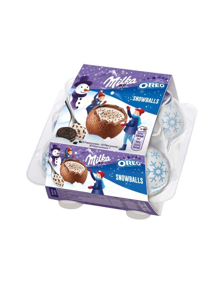 Шоколад в форме шара Milka Snow Balls Oreo с кремово-молочной начинкой 112 г