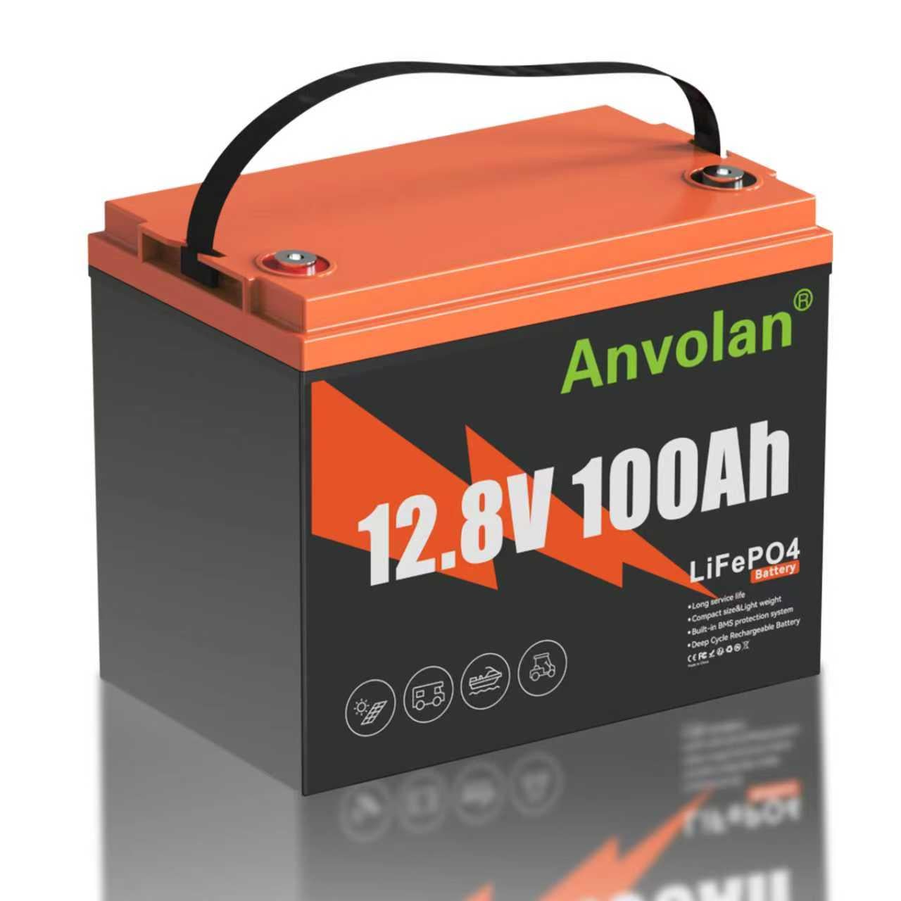 Акумулятор Anvolan LiFePO4 з BMS 12,8V 100 Ah 1,3 kW (32751587)