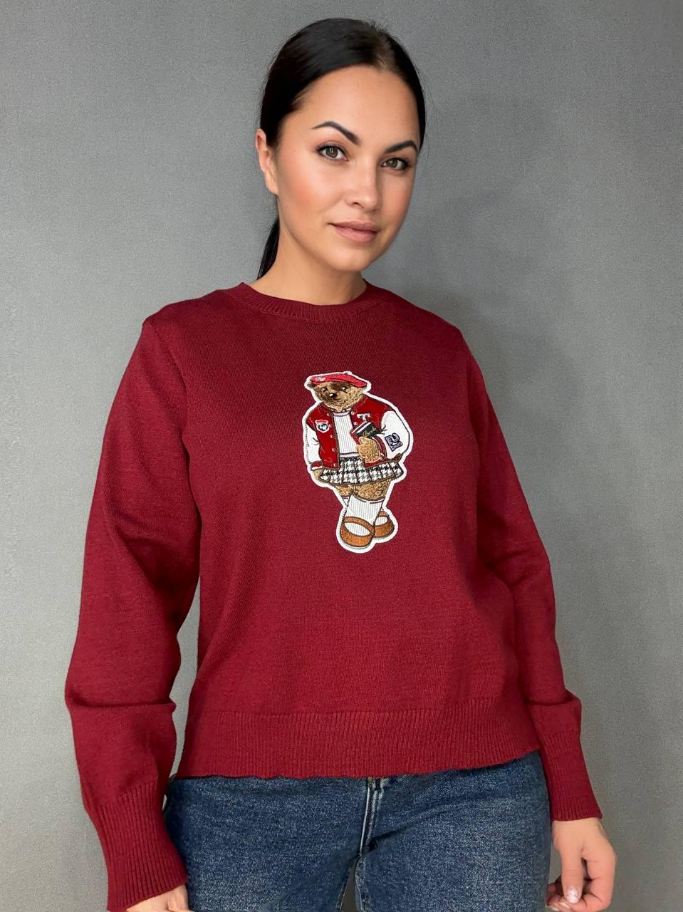 Светр жіночий A-N 2609 базовий тонкий Ведмедик середня довжина OS Червоний/Бордовий (3738) Светр жіночий A-N 2609 базовий тонкий Ведмедик середня довжина OS Червоний/Бордовий (3738)